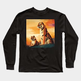 Two Tigers Sitting Together Long Sleeve T-Shirt